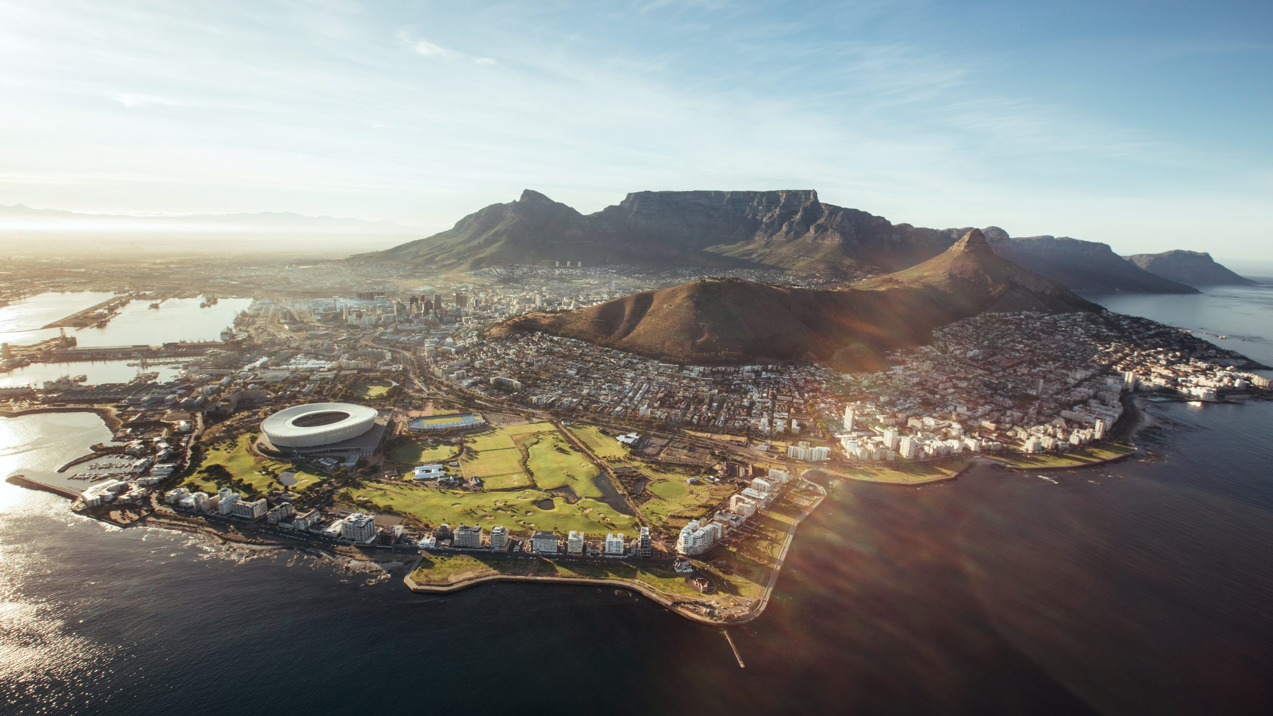 Aerial,View,Of,Cape,Town,With,Cape,Town,Stadium,,Lion’s