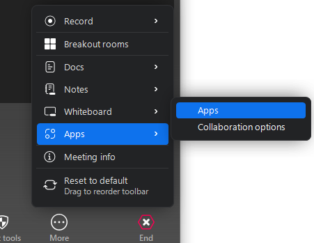 Zoom Apps Tab